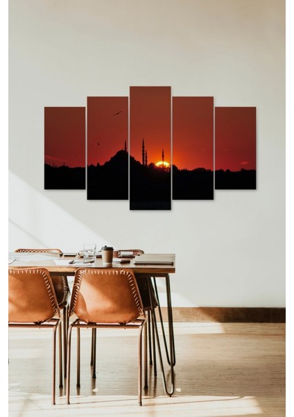 Camii Manzarası 5 Parçalı Mdf Tablo fiyatları