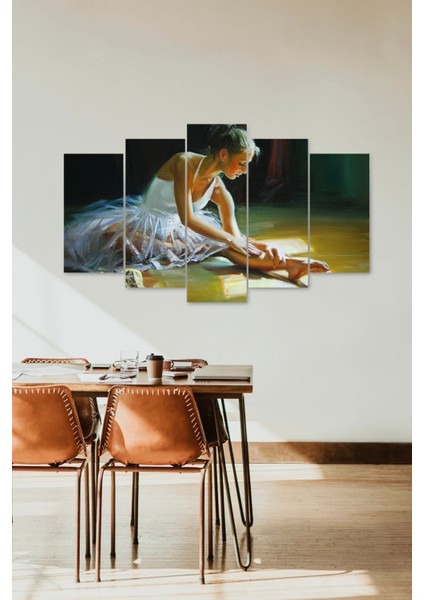 Kadın Kuğu 5 Parçalı Mdf Tablo