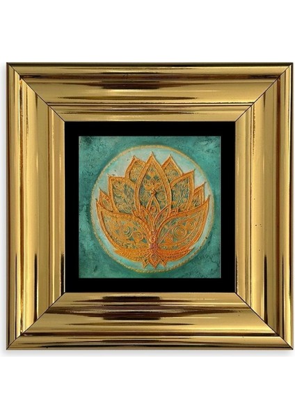 Lotus Çiçeği Çerçeveli Taş Tablo