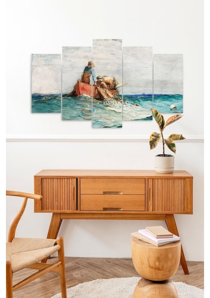 Deniz Manzarası 5 Parçalı Mdf Tablo