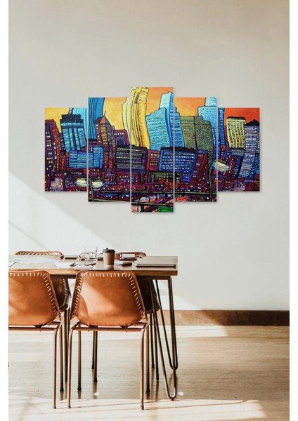 Şehir Manzarası 5 Parçalı Mdf Tablo fiyatları