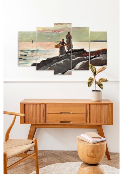 Deniz Manzarası 5 Parçalı Mdf Tablo