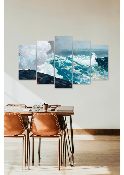 Deniz Manzarası 5 Parçalı Mdf Tablo