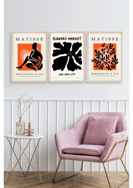 Matisse Üçlü Ahşap Çerçeveli Tablo fiyatları