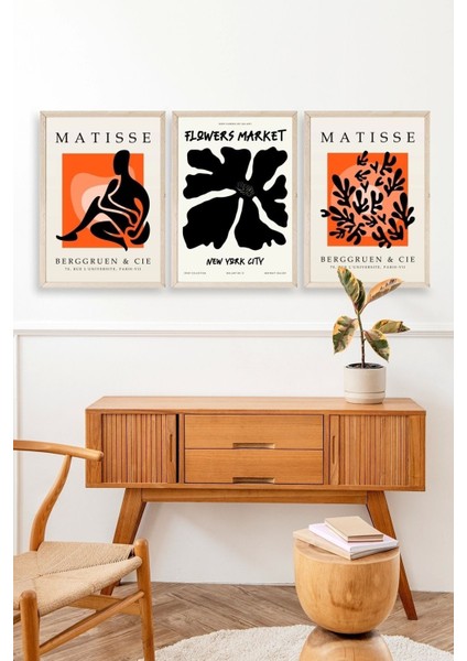 Matisse Üçlü Ahşap Çerçeveli Tablo modelleri