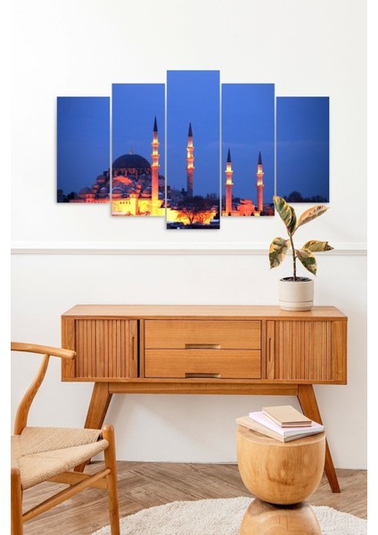 Camii Manzarası 5 Parçalı Mdf Tablo