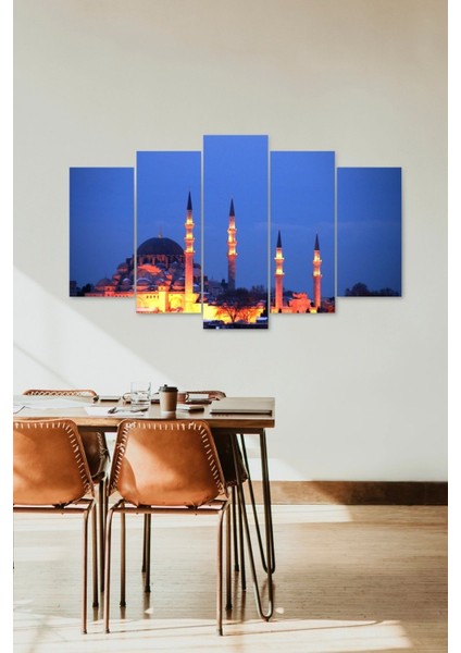 Camii Manzarası 5 Parçalı Mdf Tablo fiyatları
