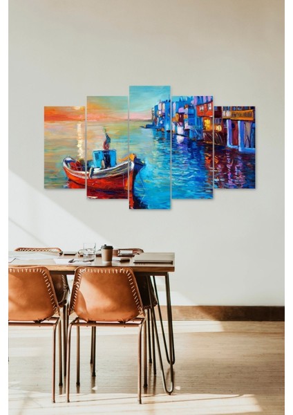 Deniz Manzarası 5 Parçalı Mdf Tablo