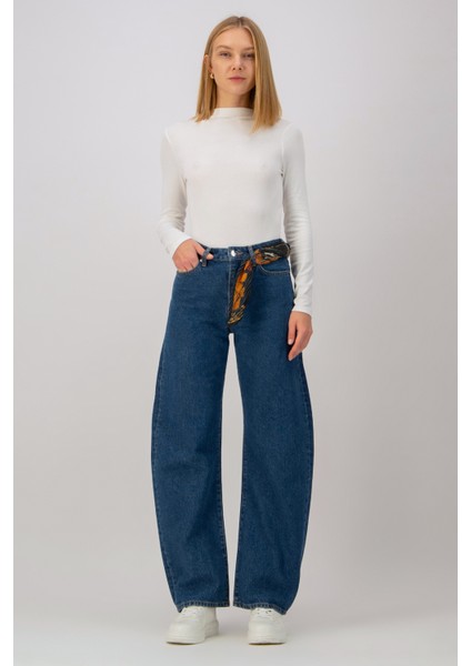 JILL Barrel Fit Orta İndigo Kadın Jean Pantolon modelleri