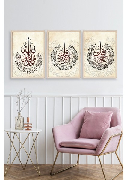 Hat Sanatı Üçlü Ahşap Çerçeveli Tablo fiyatları