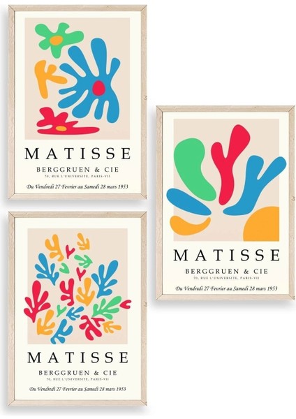 Matisse Üçlü Ahşap Çerçeveli Tablo