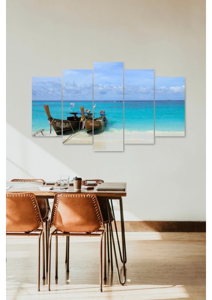 Deniz Manzarası 5 Parçalı Mdf Tablo