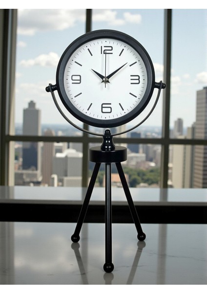 Zentime Siyah Zarif Üç Ayaklı Masa Saati