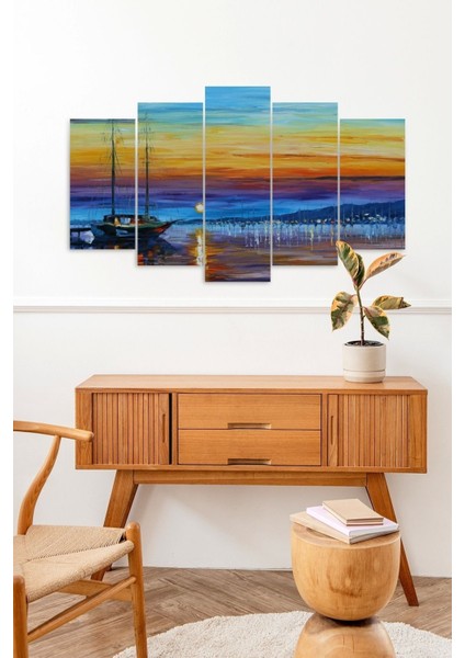 Deniz Manzarası 5 Parçalı Mdf Tablo