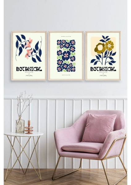 Botanik Üçlü Ahşap Çerçeveli Tablo fiyatları