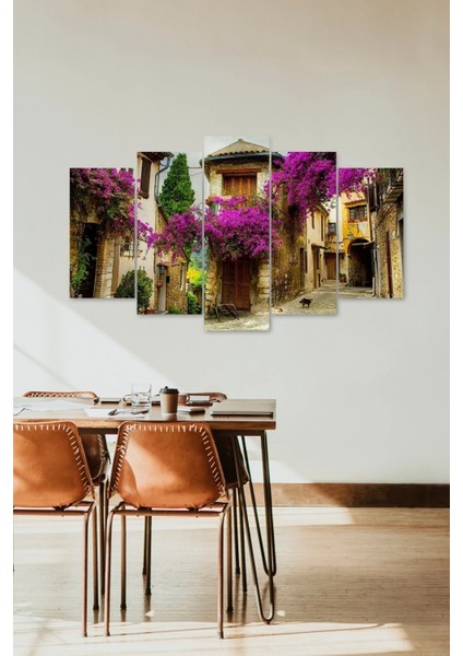 Mor Çiçekler 5 Parçalı Mdf Tablo fiyatları