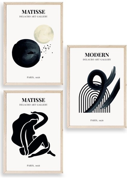 Matisse Üçlü Ahşap Çerçeveli Tablo