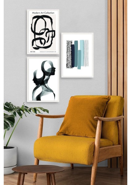 Üçlü Ahşap Çerçeveli Tablo modelleri