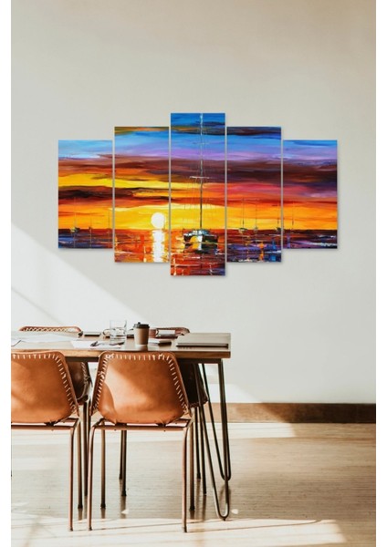 Deniz Manzarası 5 Parçalı Mdf Tablo
