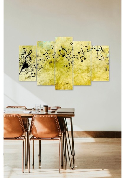 Müzik Notaları Manzarası 5 Parçalı Mdf Tablo fiyatları