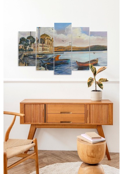 Şehir ve Deniz 5 Parçalı Mdf Tablo fiyatları