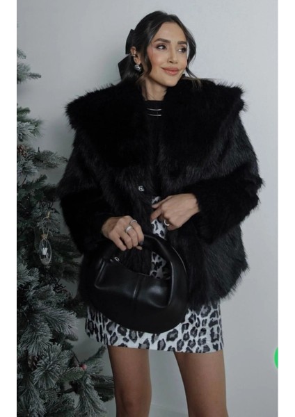 Kadın Siyah Suni Kürk Ceket