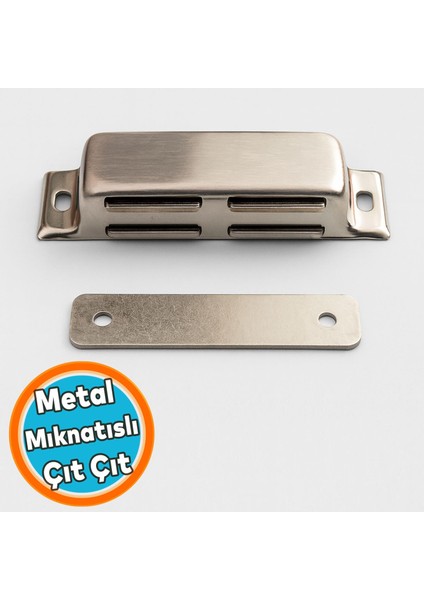 Paslanmaz Metal Mıknatıslı Çıt Çıt 8,5 cm Kapak Tutucu Dolap Çekmece Kapatma Mekanizması