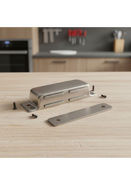 Paslanmaz Metal Mıknatıslı Çıt Çıt 8,5 cm Kapak Tutucu Dolap Çekmece Kapatma Mekanizması fırsatları