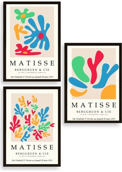 Matisse Üçlü Ahşap Çerçeveli Tablo