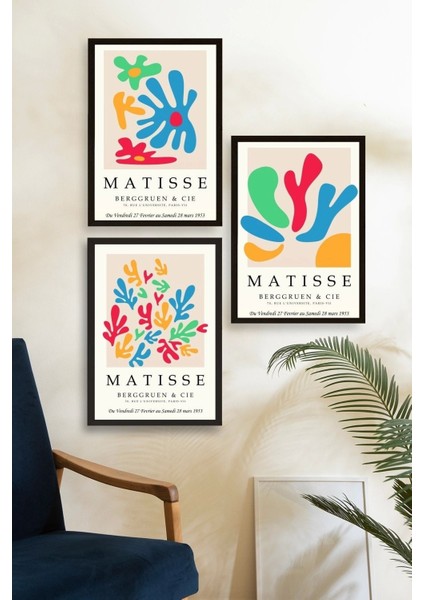 Matisse Üçlü Ahşap Çerçeveli Tablo fiyatları