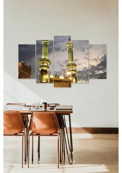 Camii Manzarası 5 Parçalı Mdf Tablo