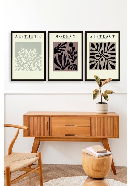 Üçlü Ahşap Çerçeveli Tablo modelleri