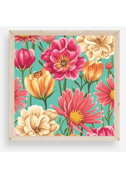 Çiçek Ahşap Çerçeveli Tablo