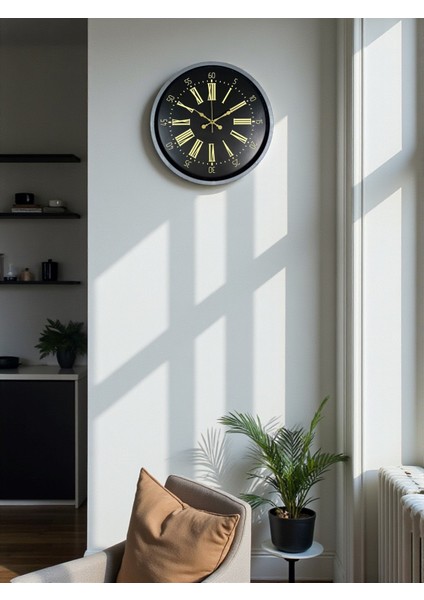 Zentime 36 cm Gri Dekoratif Duvar Saati