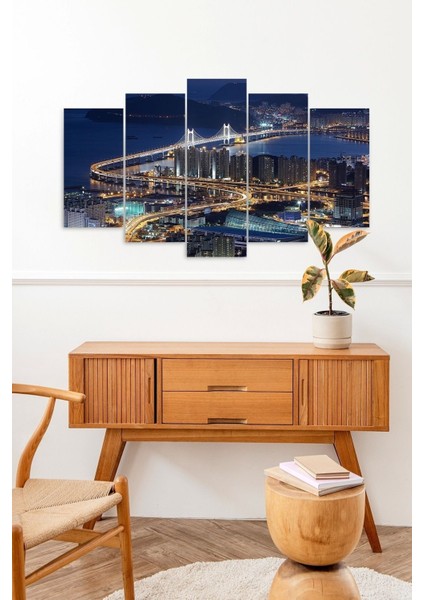 Şehir Manzarası 5 Parçalı Mdf Tablo fiyatları
