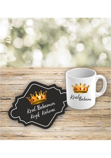 Babalar Günü Için Ahşap Supla & Kupa Bardak Seti