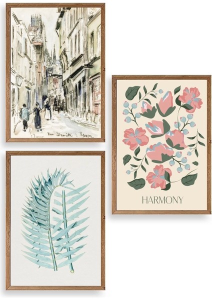 Harmony Üçlü Ahşap Çerçeveli Tablo