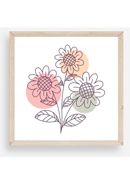 Çiçek Ahşap Çerçeveli Tablo