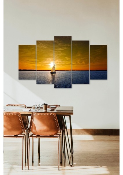 Deniz Manzarası 5 Parçalı Mdf Tablo