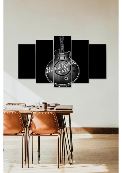 Hard Rock Cafe Guitar 5 Parçalı Mdf Tablo