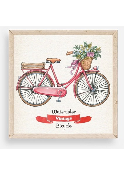 Bisiklet Ahşap Çerçeveli Tablo