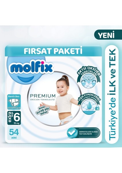 Premium Bebek Bezi Ultra Fırsat Paketi 6 Beden 15+ kg 54 Adet