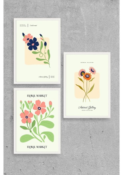 Flower Market Üçlü Ahşap Çerçeveli Tablo fiyatları