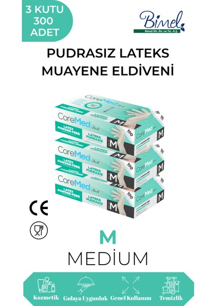 Lateks Pudrasız Muayene Eldiveni M-1 Koli-20 PAKET-2000'LI