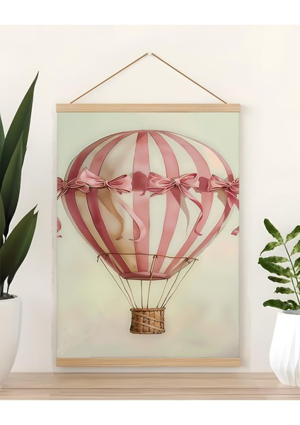 Pembe Uçan Balon Soyut Kanvas Poster