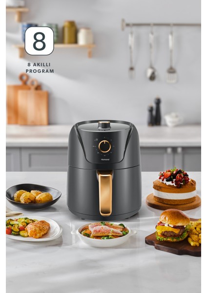 8 Programlı Yağsız Fritöz, 4,3 Litre, Pratik ve Sağlıklı Pişirme