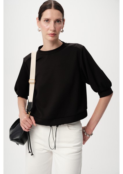 Bisiklet Yaka Düz Yarım Kollu Örme Tişört modelleri