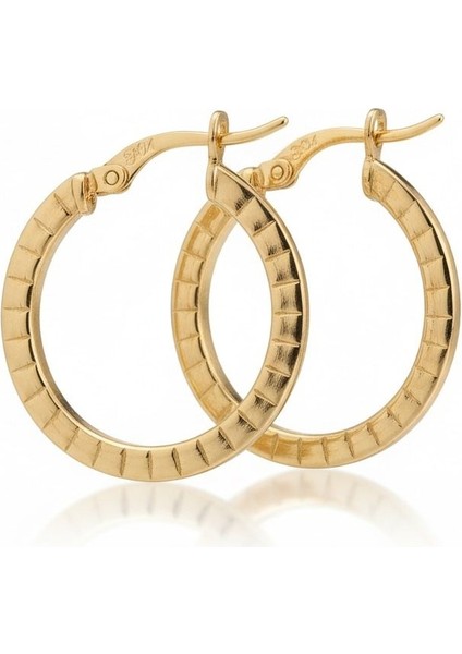 1.8 cm 8 Ayar Kare Desenli Halka Altın Küpe CGKKP0243