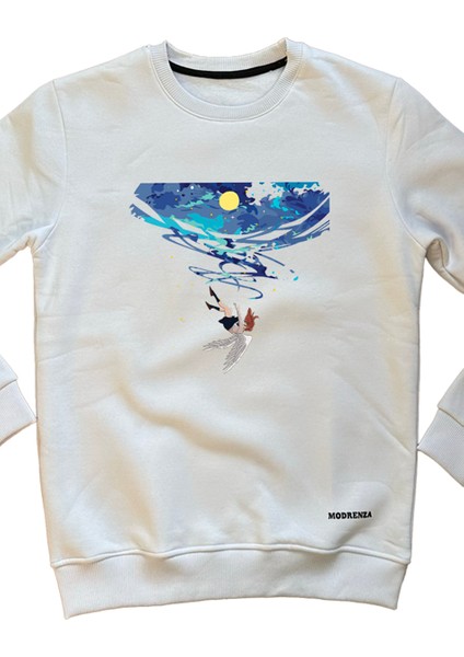 Kadın Beyaz Baskılı Sweatshirt