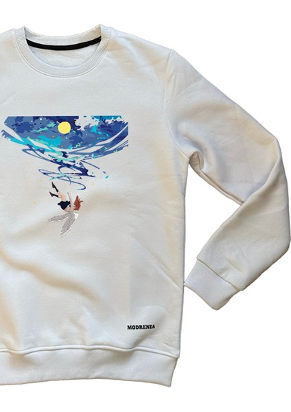 Kadın Beyaz Baskılı Sweatshirt